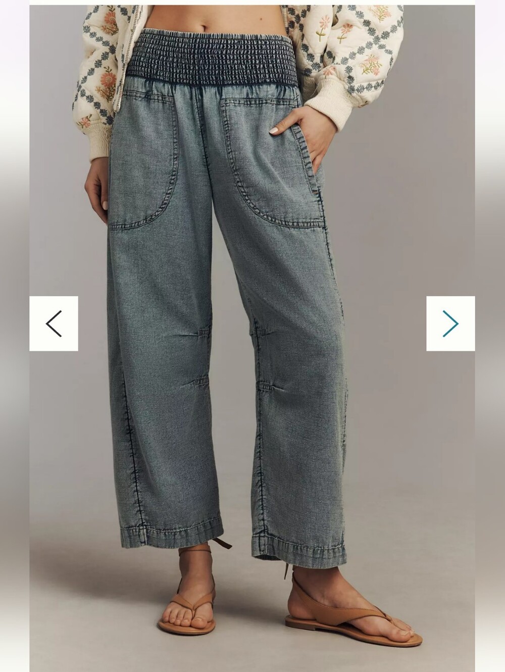 Anthropologie Pilcro Reese Smocked Pull-On Barrel Jeans Size Small